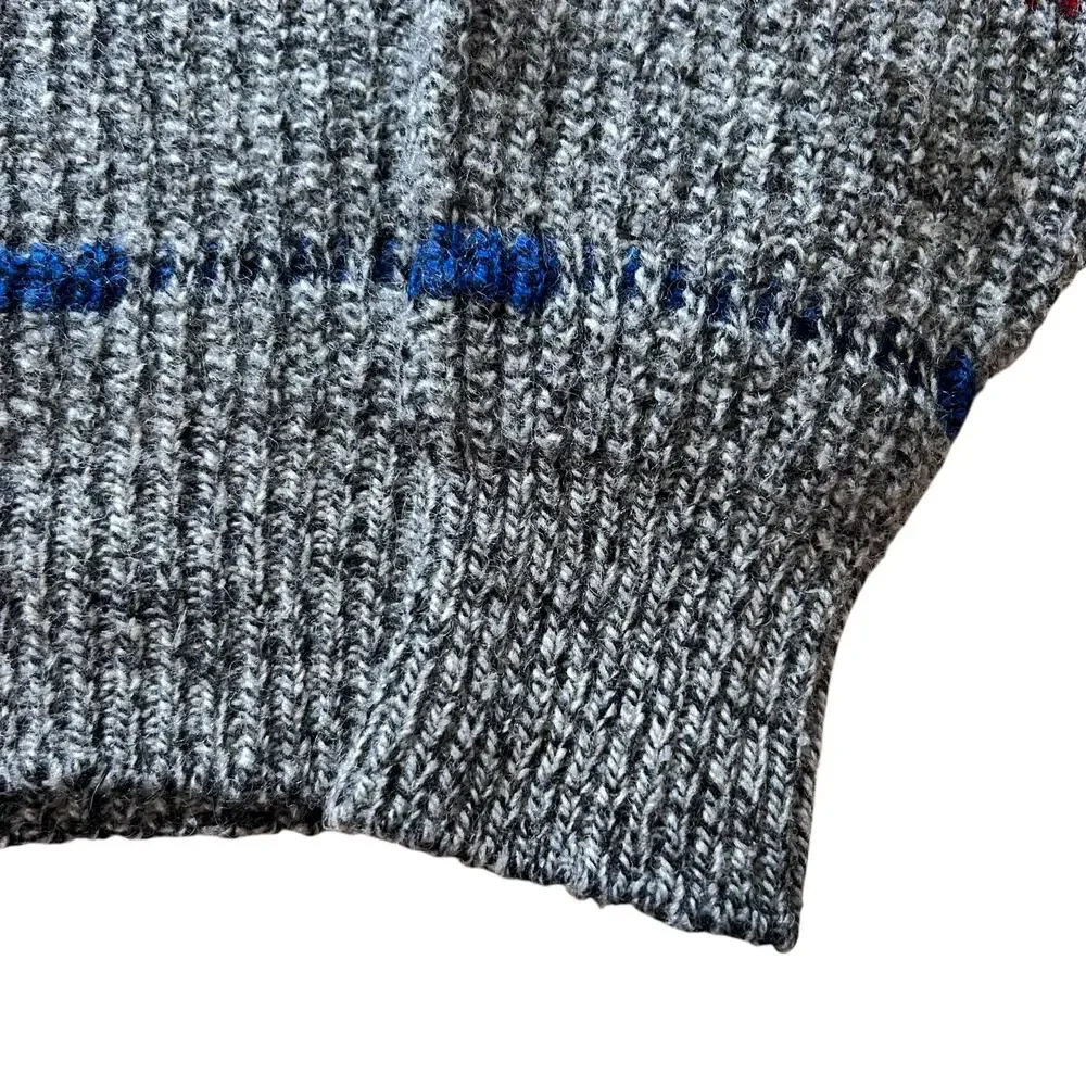 Vintage Gray Wool Sweater Men Sz Large 80s Dadcore Scandinavian Knit Retro Artsy